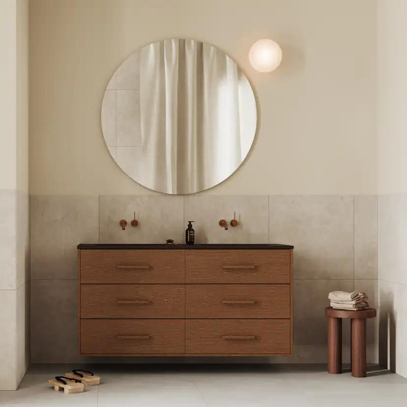 Tvättställsskåp INR Terra Solid Dubbel med 6 Lådor