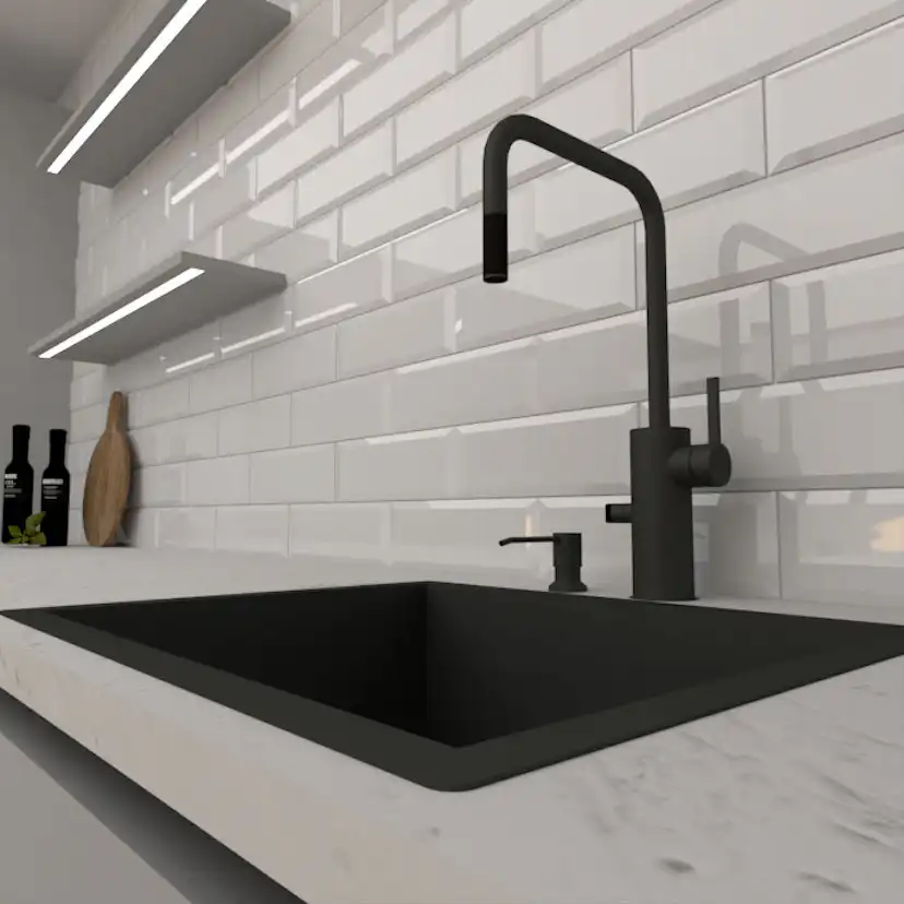 Kakel Arredo Metro Biselado Blank Vit 10x30 cm