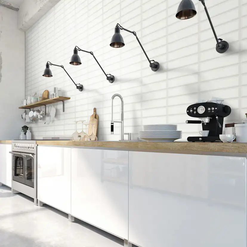 Kakel Arredo Metro Biselado Blank Vit 10x30 cm