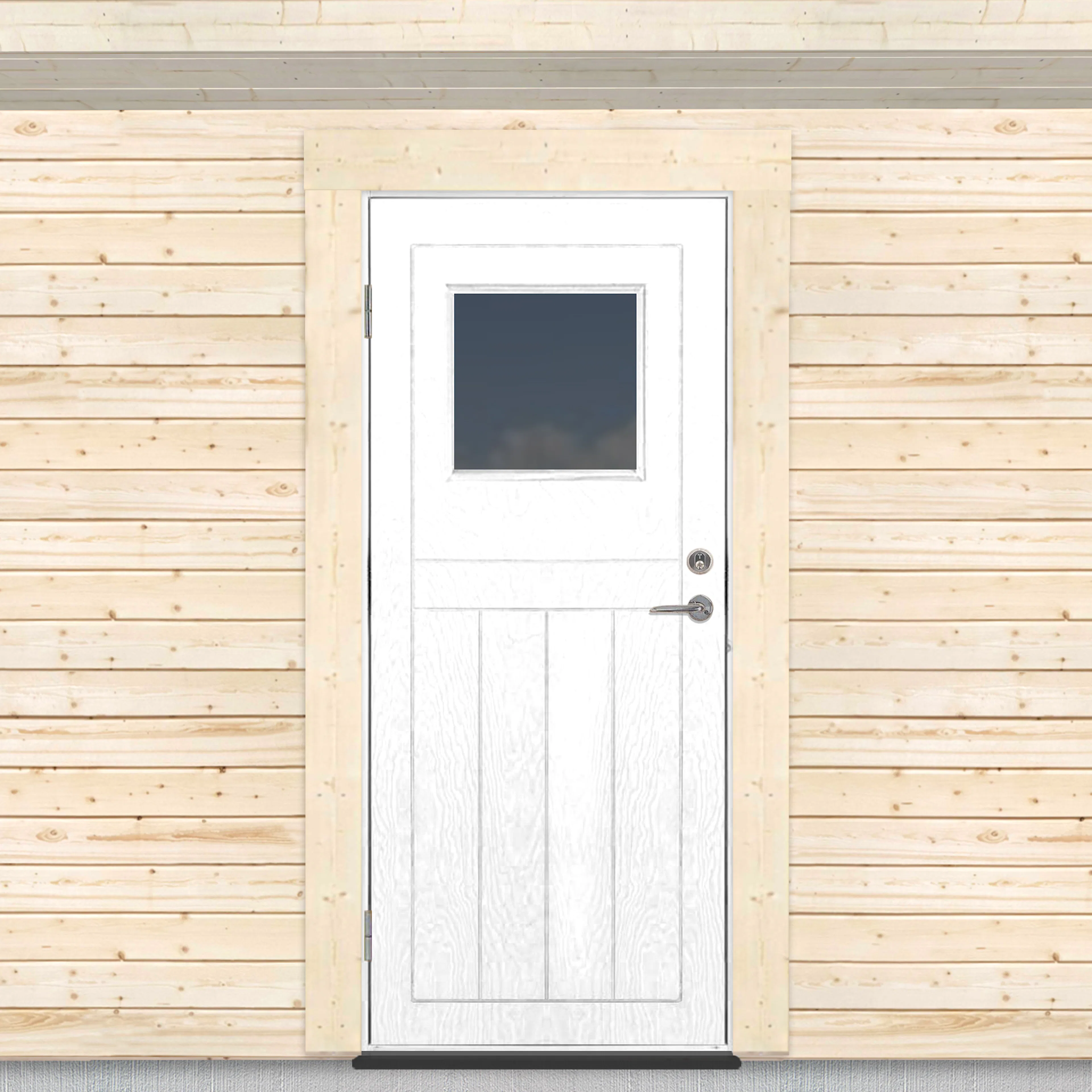 Kallförrådsdörr Sveadörren Glasfönster Grundmålad