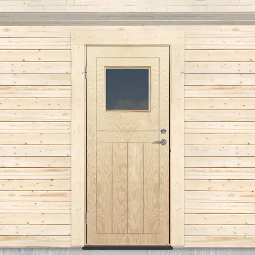 Kallförrådsdörr Sveadörren Glasfönster Obehandlad