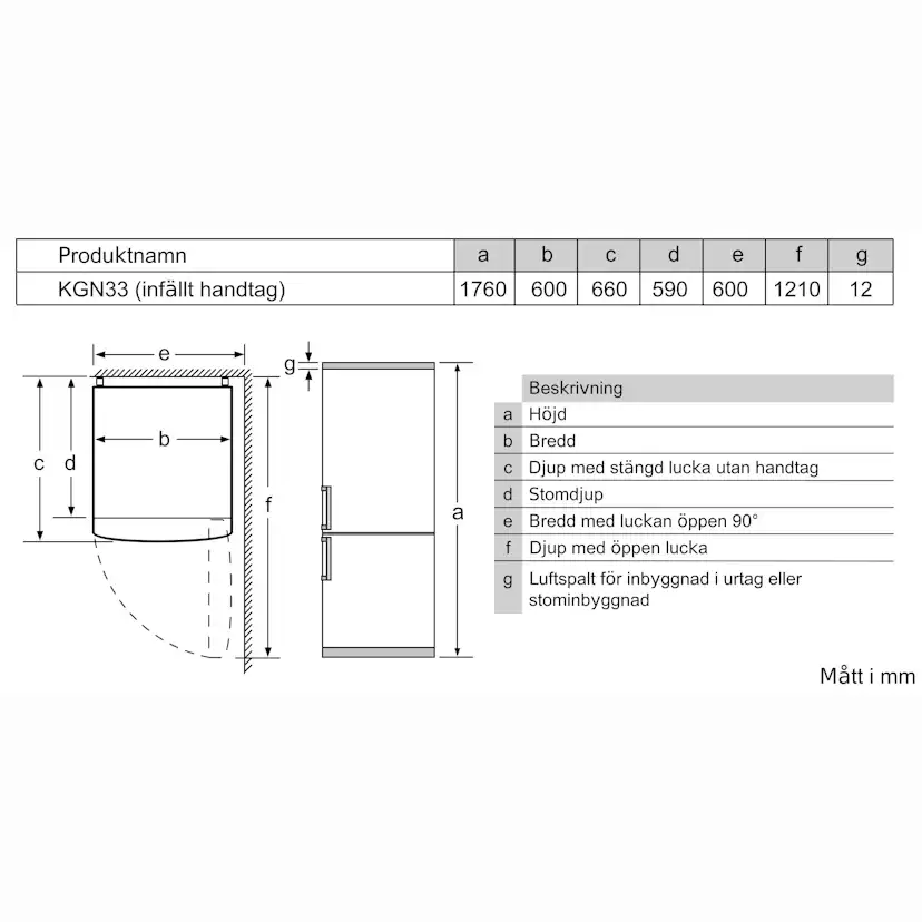 Kyl/frys Bosch KGN33NLEB