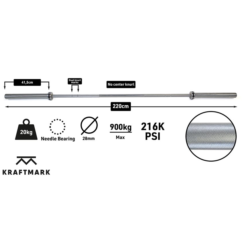 Internationell Skivstång Kraftmark 50 mm CF 20 kg  3.0