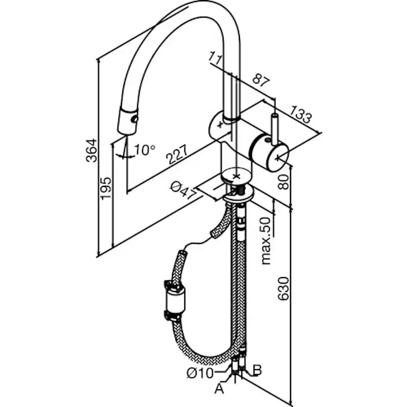 Köksblandare Damixa Osier Hög C-Pip Utdragbar Handdusch