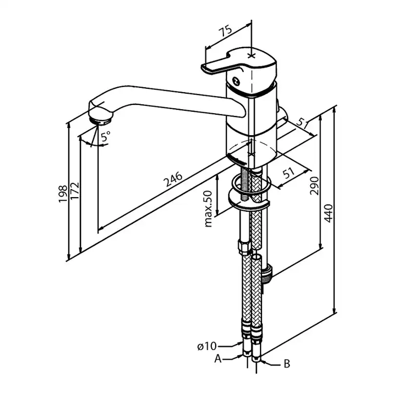 Köksblandare Damixa Pine med Låg Pip