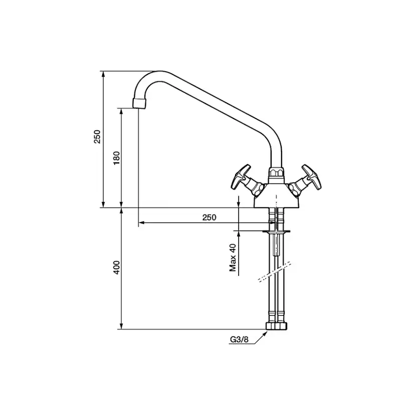 Köksblandare FM Mattsson Rogen Tvågrepp Svängbar Pip