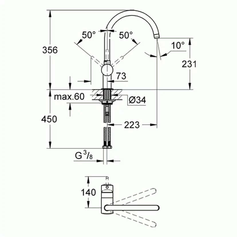 Köksblandare Grohe Minta 32917 Med C-pip