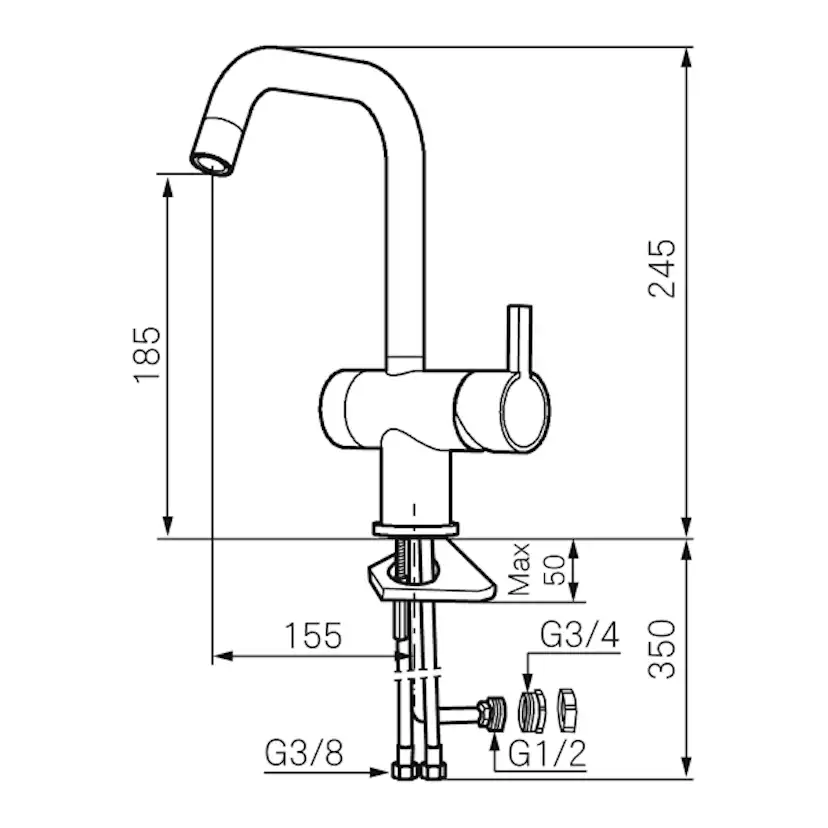 Köksblandare Mora Rexx K7 Krom/Svart