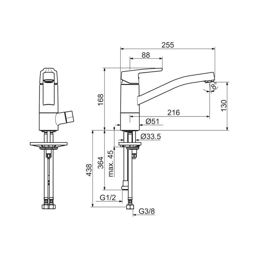 Köksblandare Oras Saga med Låg Pip