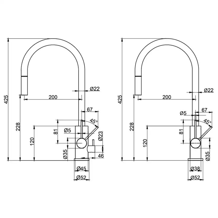 Köksblandare Scandtap Steel Accent med Utdragbar Pip
