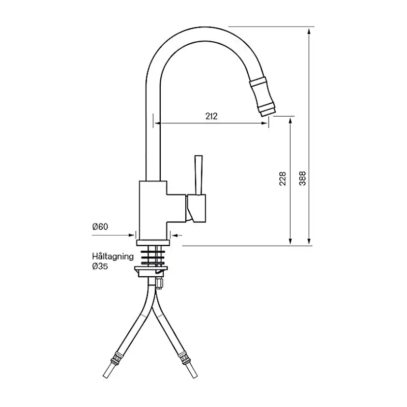 Köksblandare Tapwell EVO 185 med Utdragbar Pip