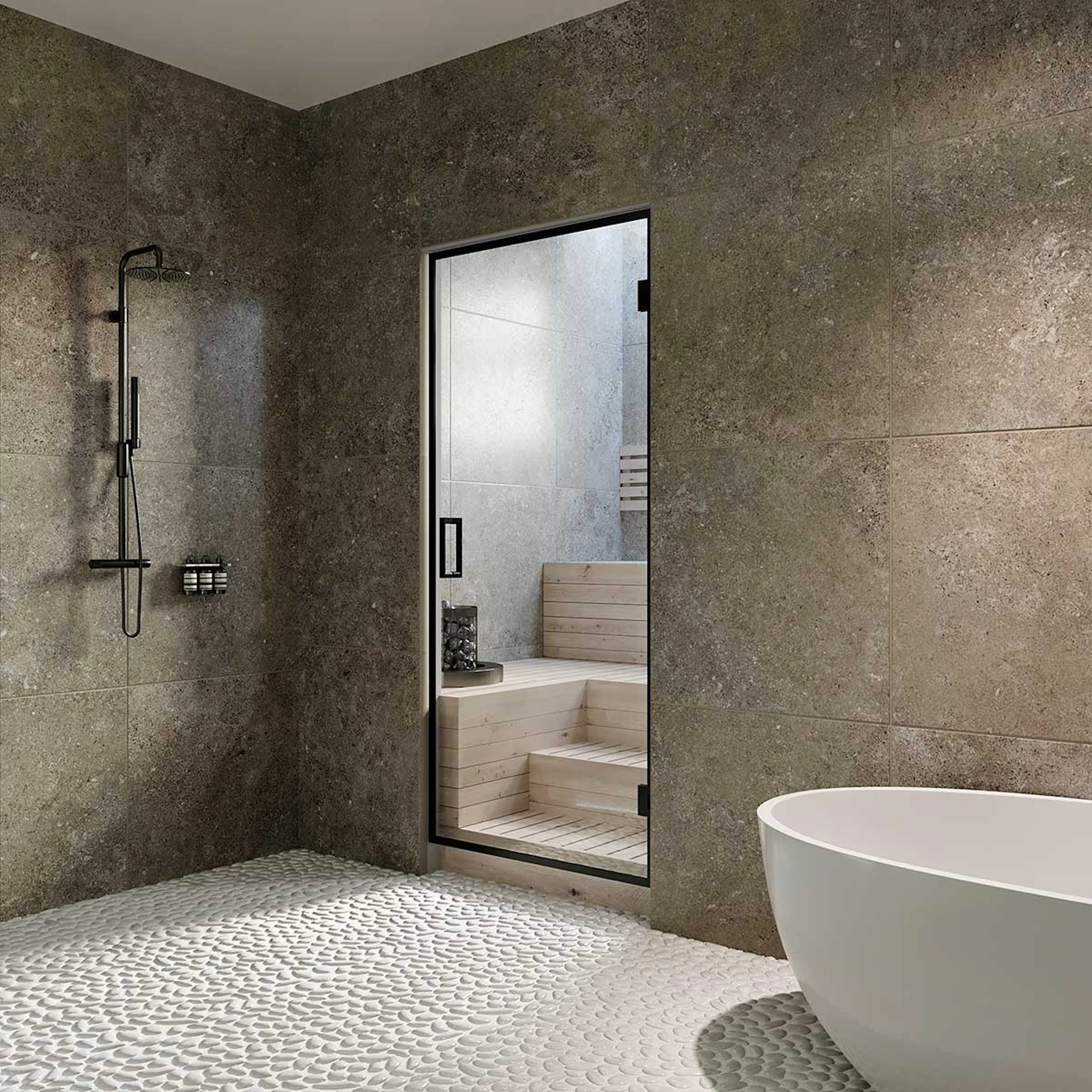 Bastudörr Hietakari Bläk New York Glasdörr