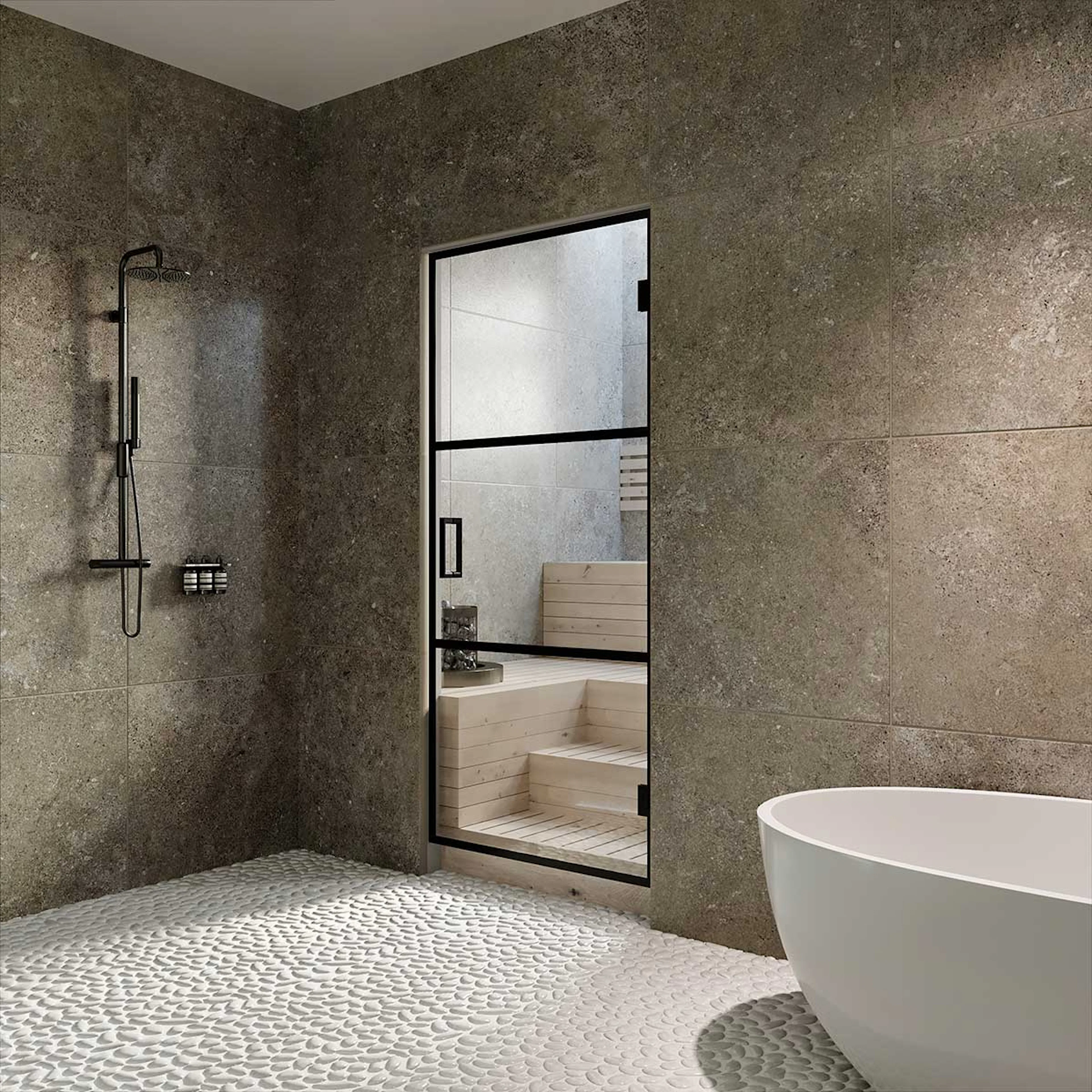 Bastudörr Hietakari Bläk Tokyo Glasdörr