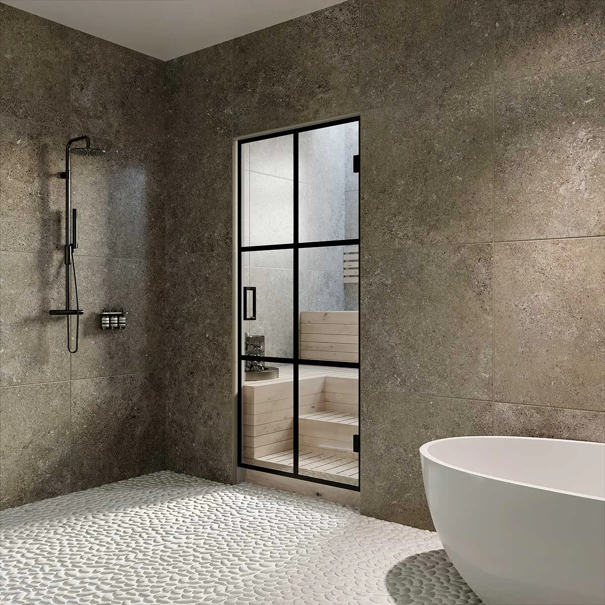 Bastudörr Hietakari Bläk Paris Glasdörr