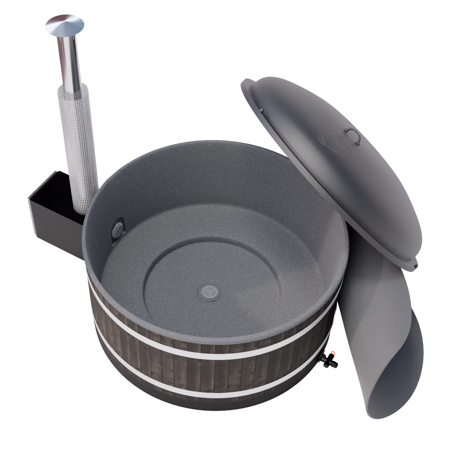 Vedeldad Badtunna Kirami Chill M MICU Dubbla Lock & Vedkamin