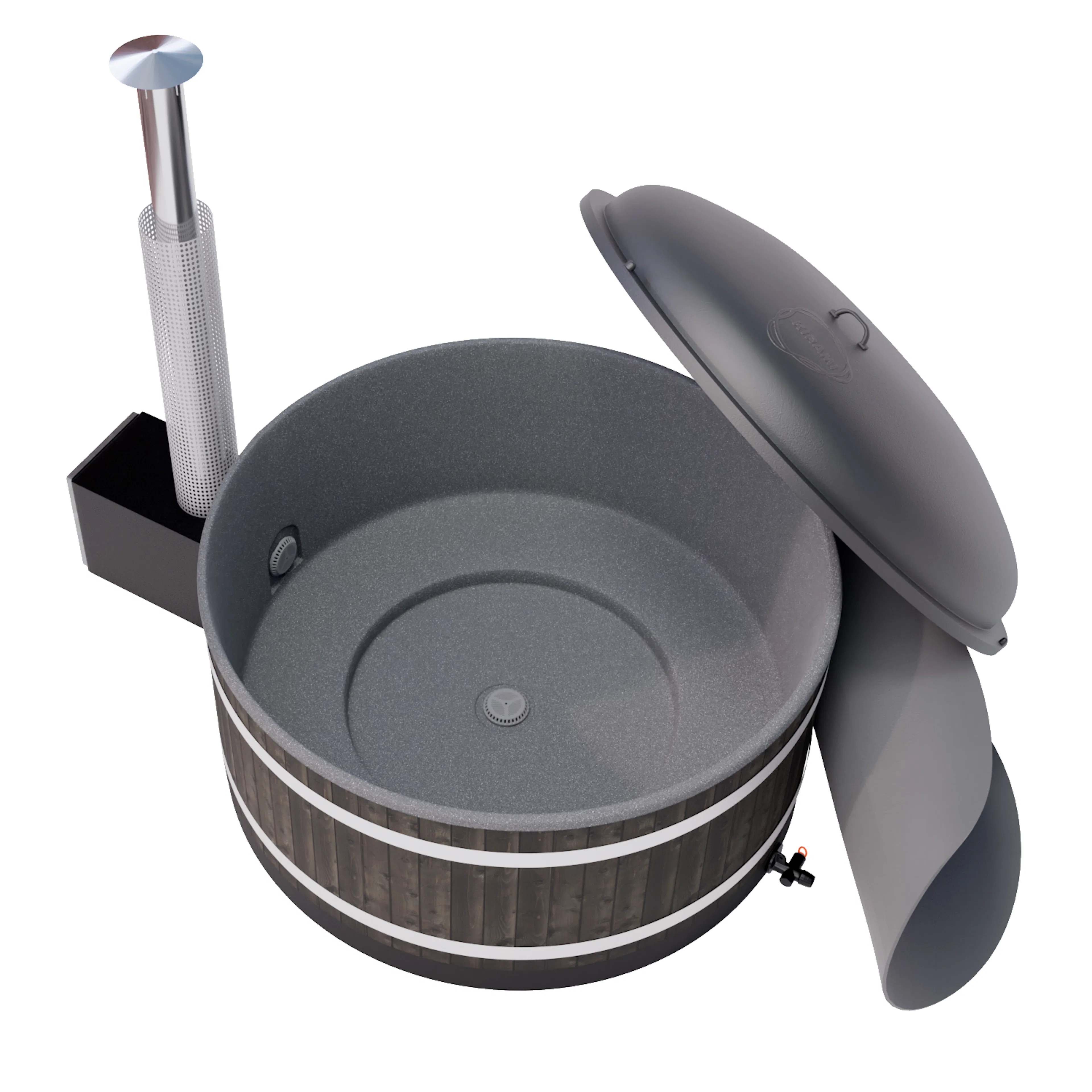 Vedeldad Badtunna Kirami Chill M MICU Dubbla Lock & Vedkamin