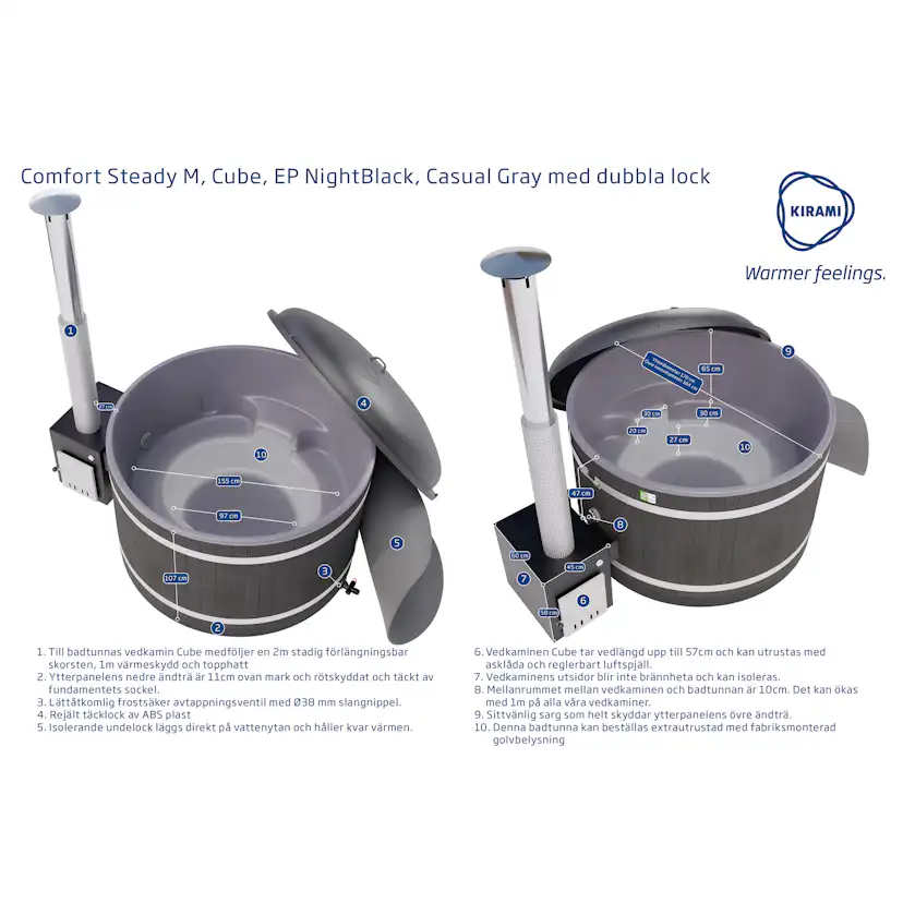 Badtunna Kirami Steady M CUBE med Dubbla Lock
