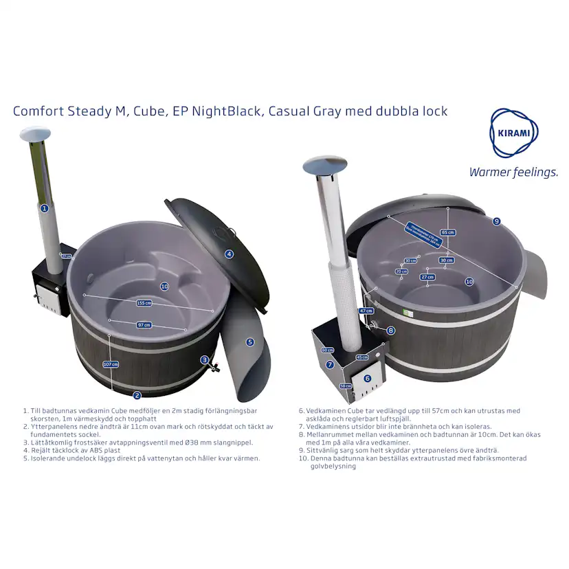 Badtunna Kirami Steady M CUBE med Dubbla Lock