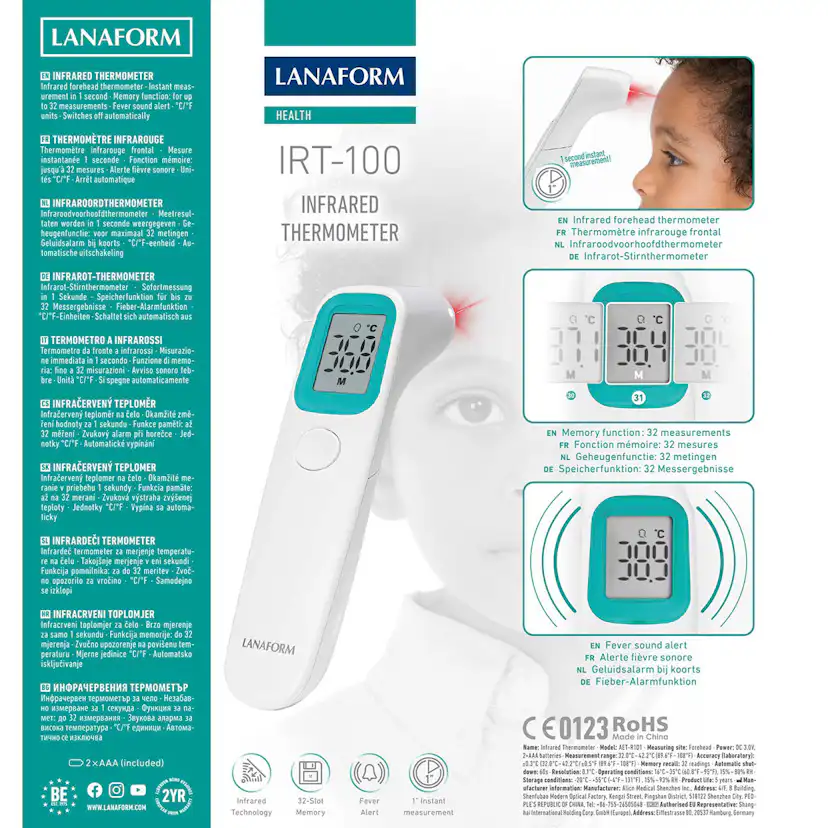 Febertermometer Lanaform IRT-100 IR-teknik