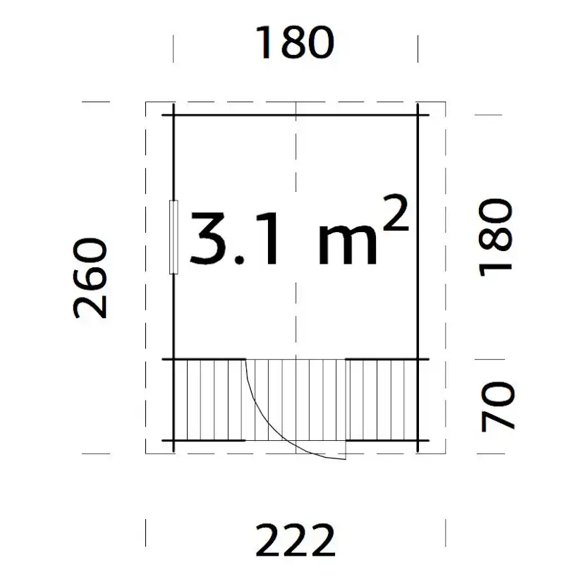 Lekstuga Palmako Stina 3,1 m² Trästuga med Altan