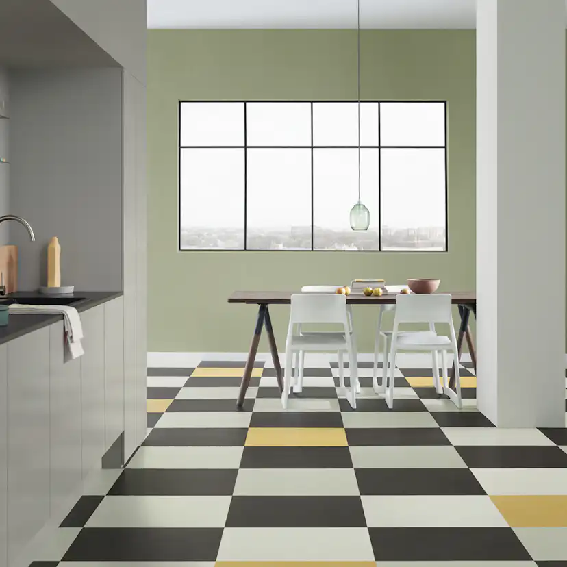 Linoleumgolv Forbo Marmoleum Click Lemon Zest 30x30 cm, Grön med Klickläggning