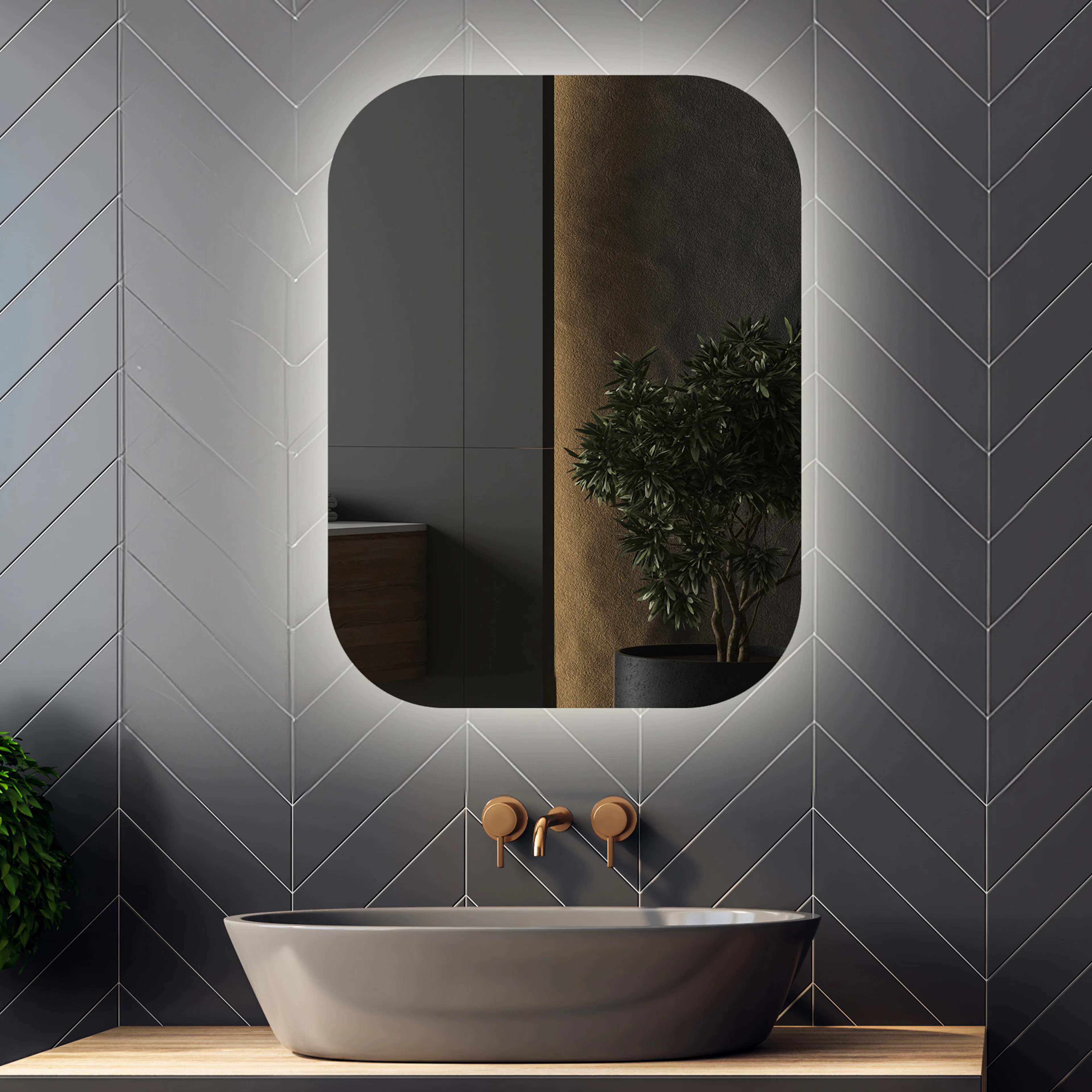 Spegel Vidi Liso med LED-belysning