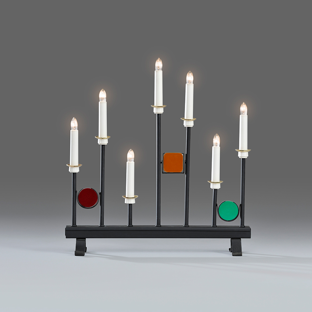 Adventsljusstake Gnosjö Konstsmide 7L med Färgade Dekorationer