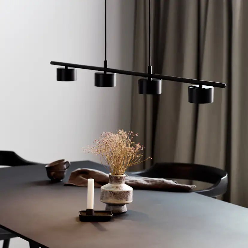 Taklampa Nordlux Clyde Svart 4L Pendel med LED