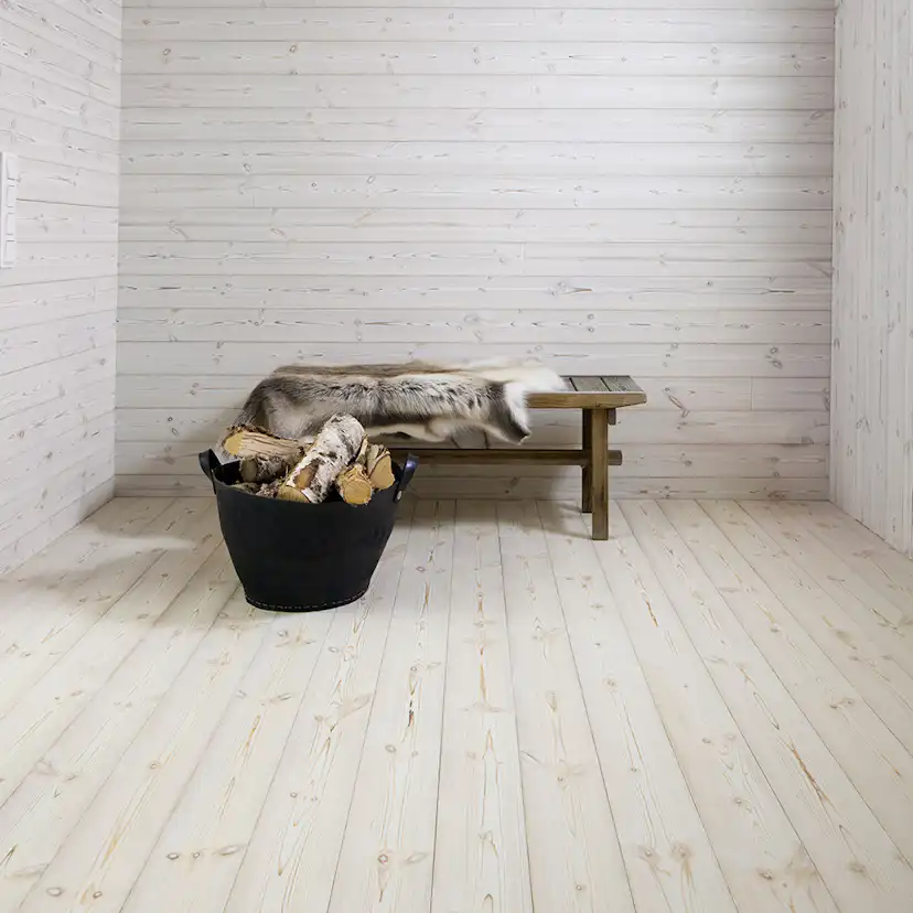 Massivt Trägolv Baseco Antik Vit Furu