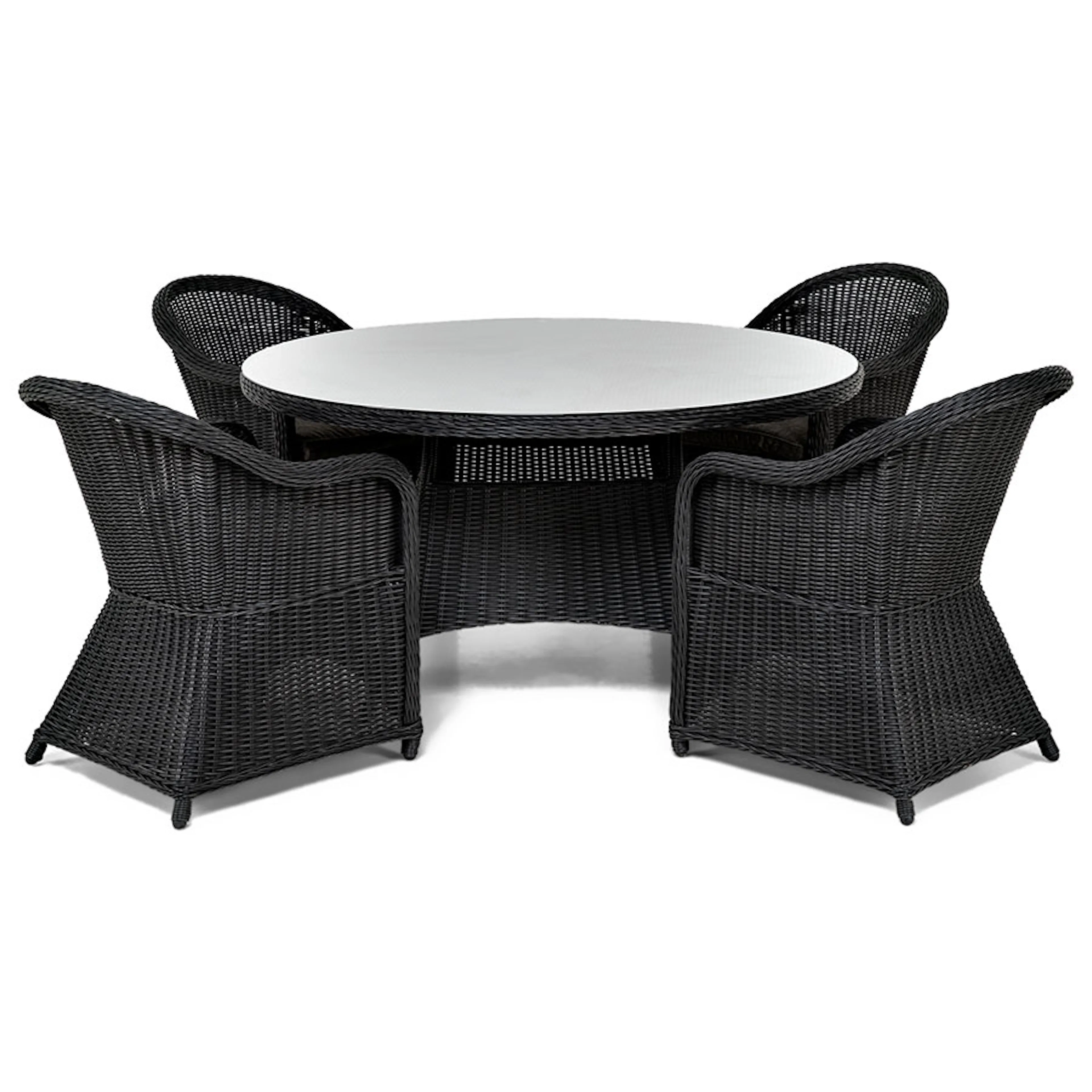 Matgrupp Utomhus Comfort Garden Marcus 140 Rund med 4 Light Utefåtöljer inkl. Dyna