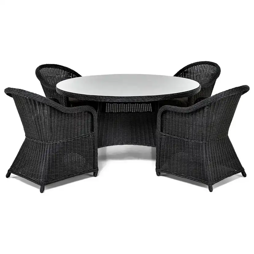 Matgrupp Utomhus Comfort Garden Marcus 140 Rund med 4 Light Utefåtöljer inkl. Dyna