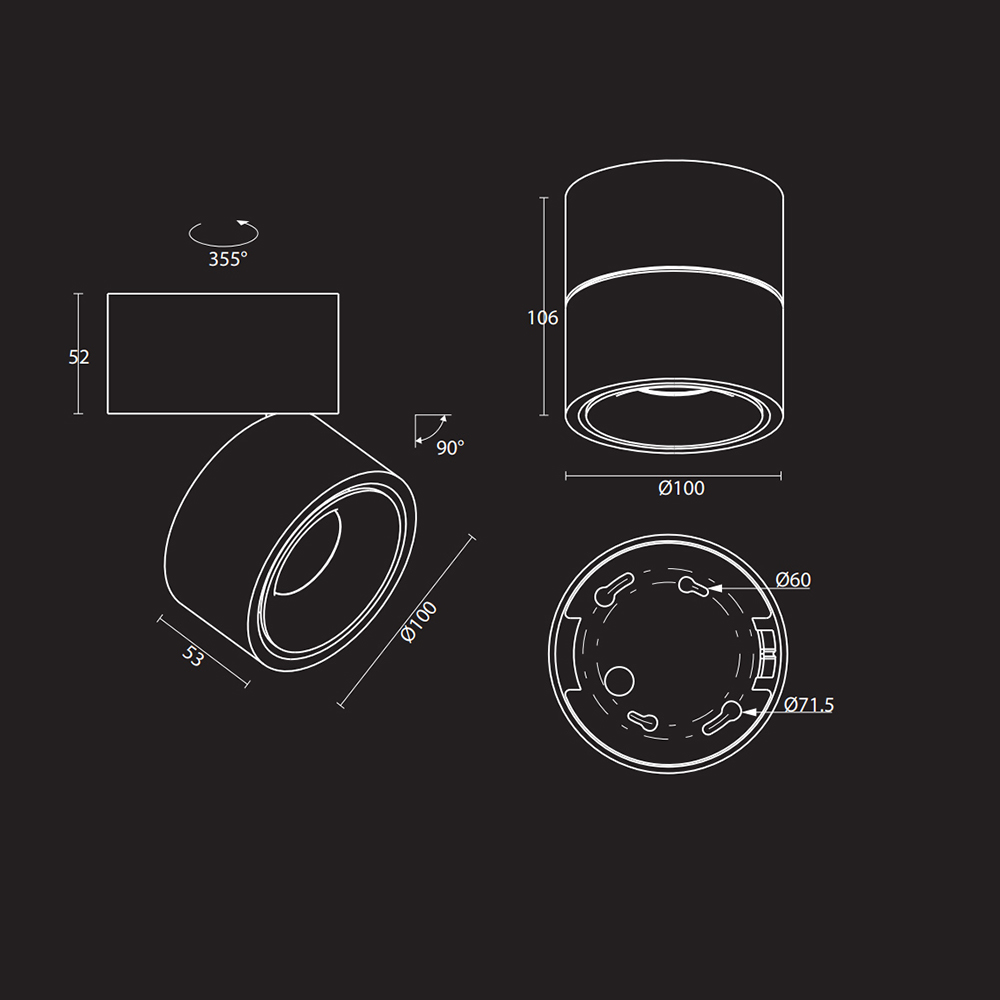 Downlight Designlight Moon 3000K Utv Moon Tilt Ip20