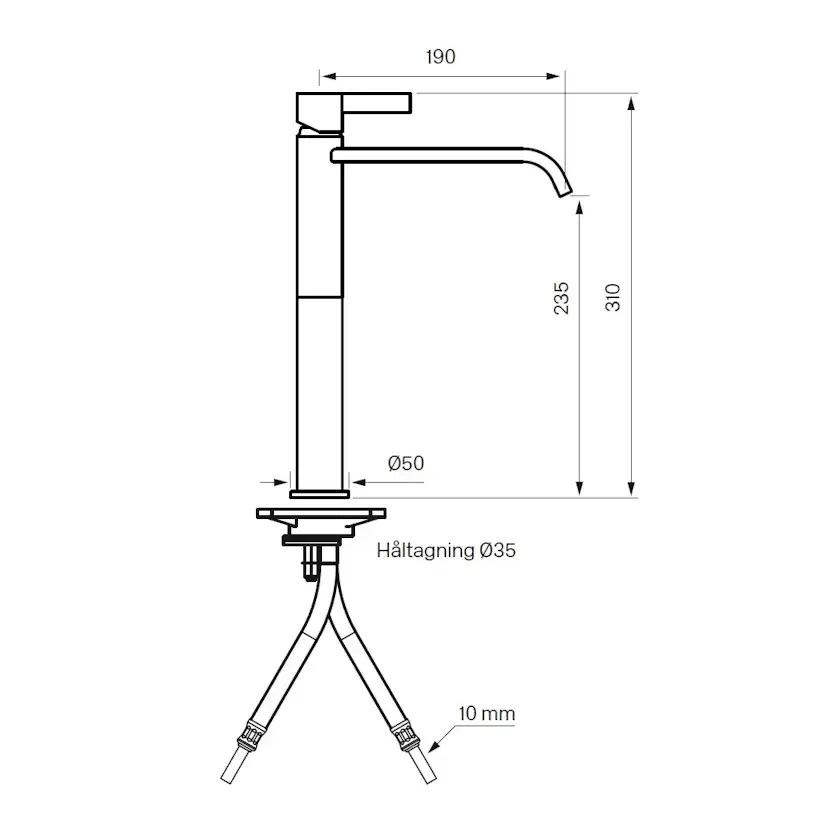 Tvättställsblandare Tapwell ARM081 Hög Pip