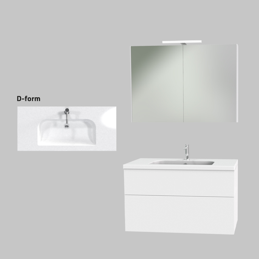 Möbelpaket Miller Badrum New York 1000 med Tvättställ och Spegelskåp