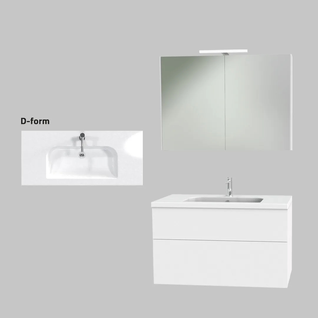 Möbelpaket Miller Badrum New York 1000 med Tvättställ och Spegelskåp