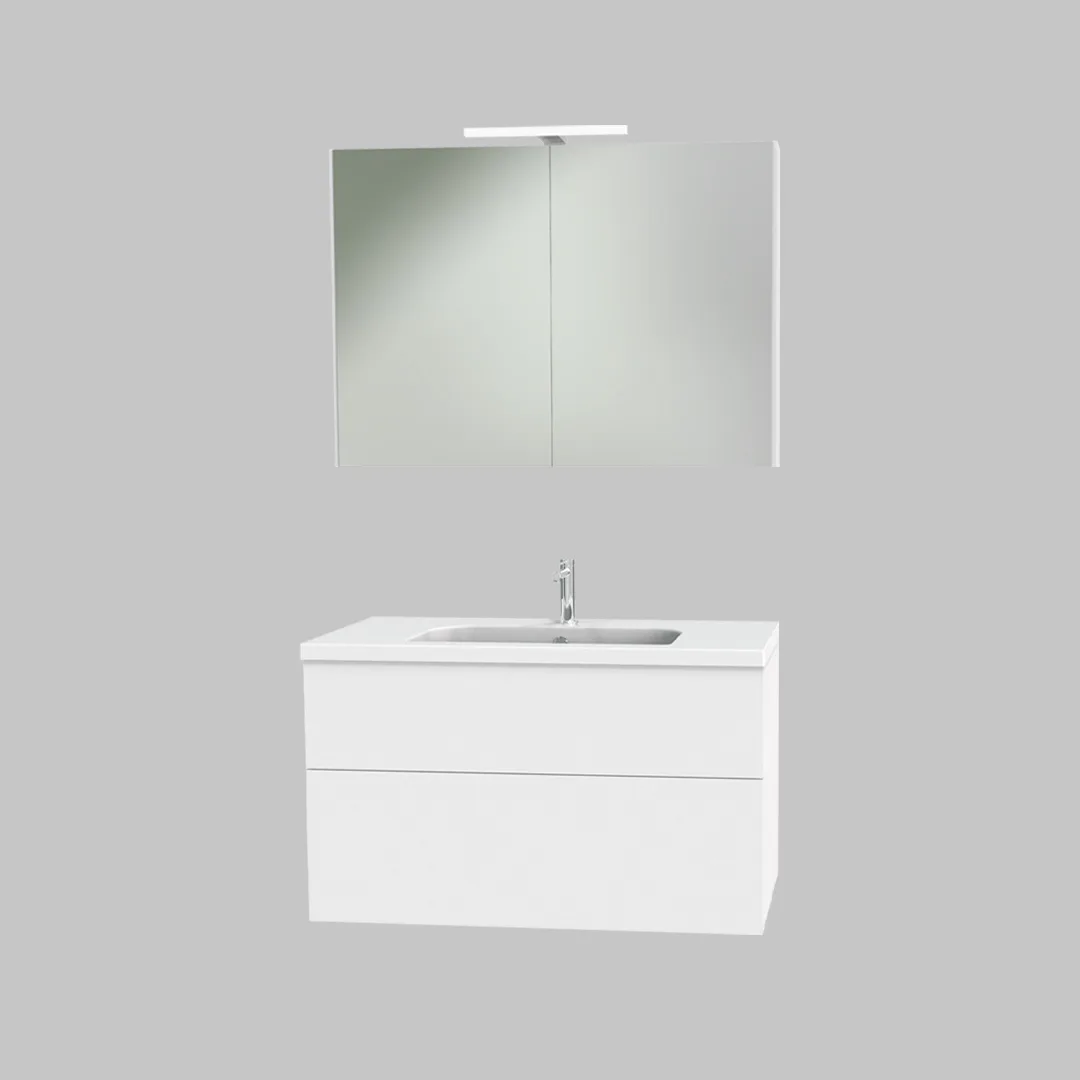 Möbelpaket Miller Badrum New York 1000 med Tvättställ och Spegelskåp