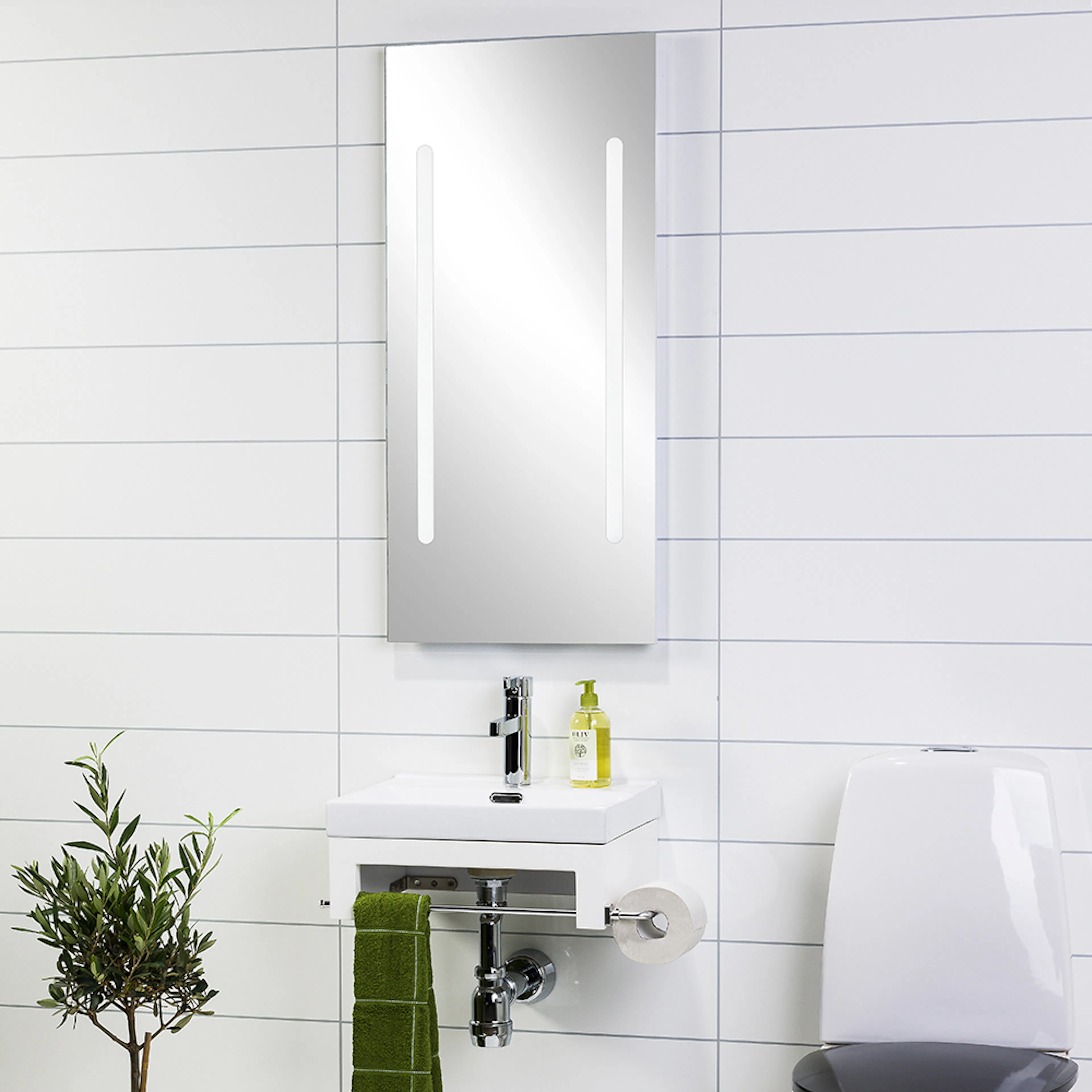 Möbelpaket Noro Touch med Sky Spegel Matt Vit