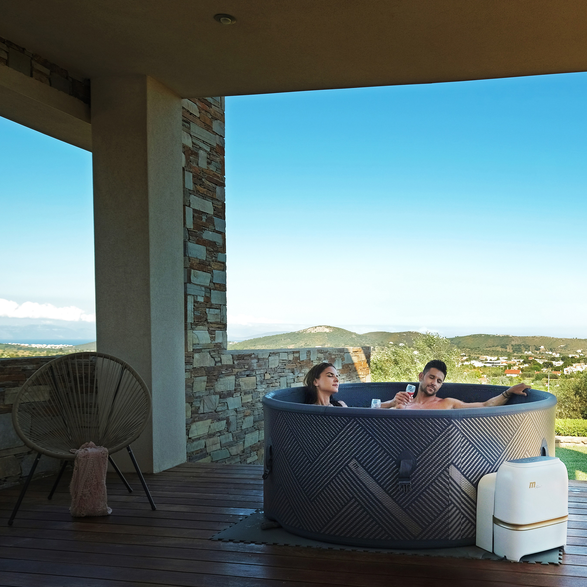 Uppblåsbart Spabad Mspa Mono Frame F-MO082WE 144 Jets med Lock