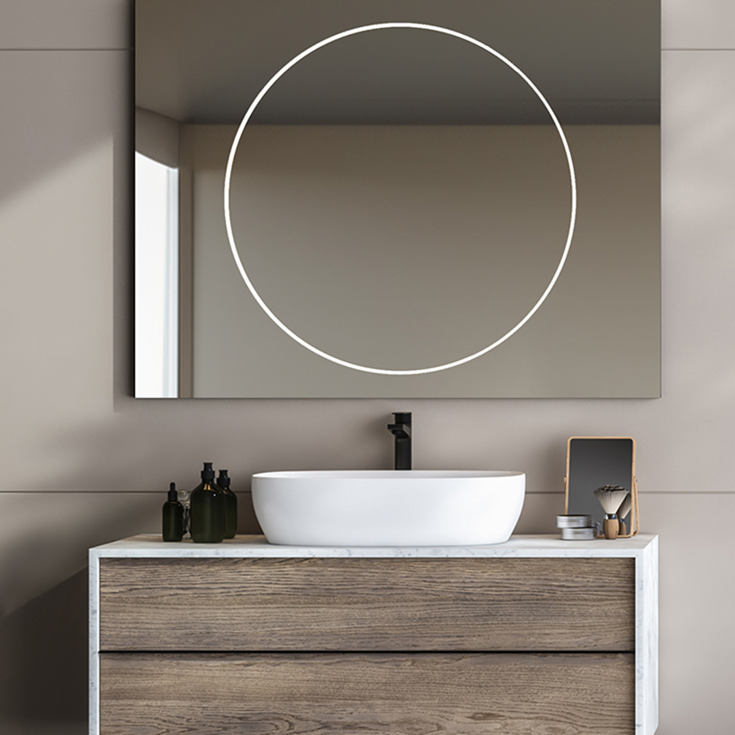 Spegel Vidi Mundo med LED-belysning