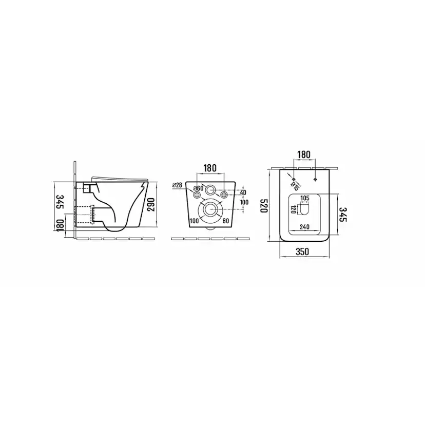Vägghängd Toalettstol NOURK Moon Rimfree