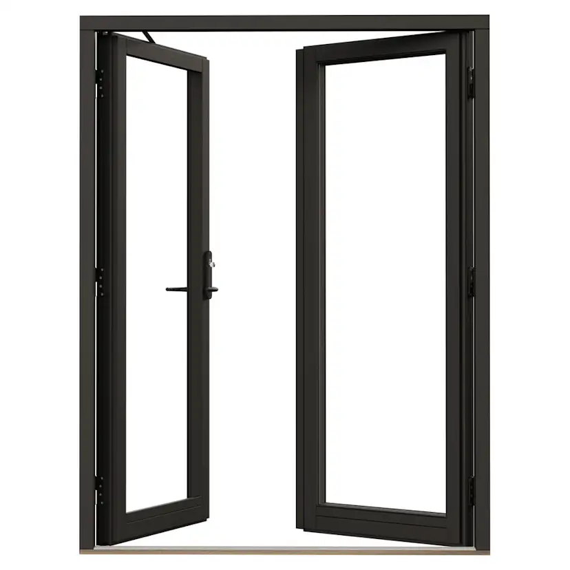 Parfönsterdörr NorDan NTech Helglasad Aluminium BlackLine Svart