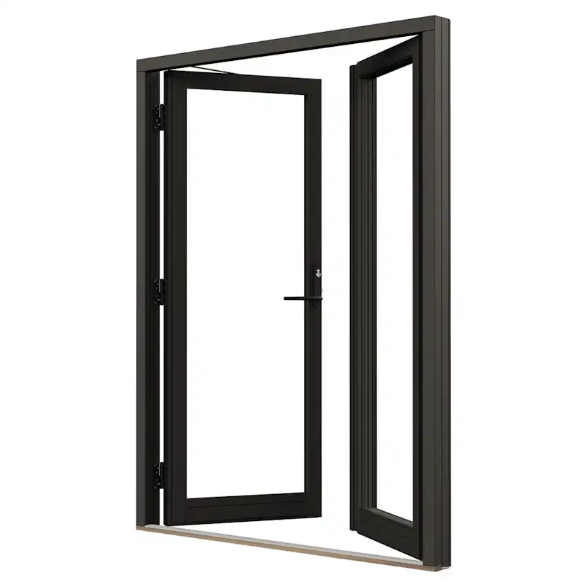 Parfönsterdörr NorDan NTech Helglasad Aluminium BlackLine Svart