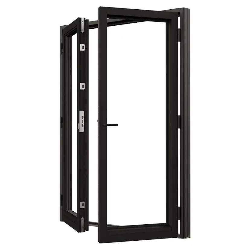 Parfönsterdörr NorDan NTech Helglasad Aluminium BlackLine Svart