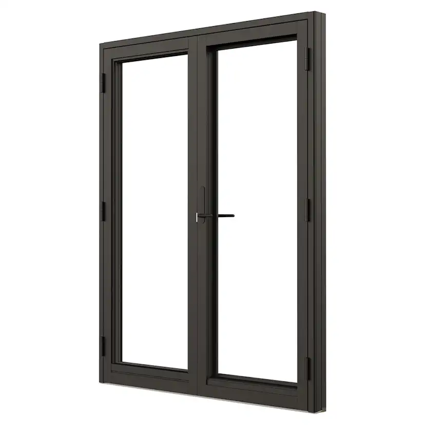 Parfönsterdörr NorDan NTech Helglasad Aluminium BlackLine Svart