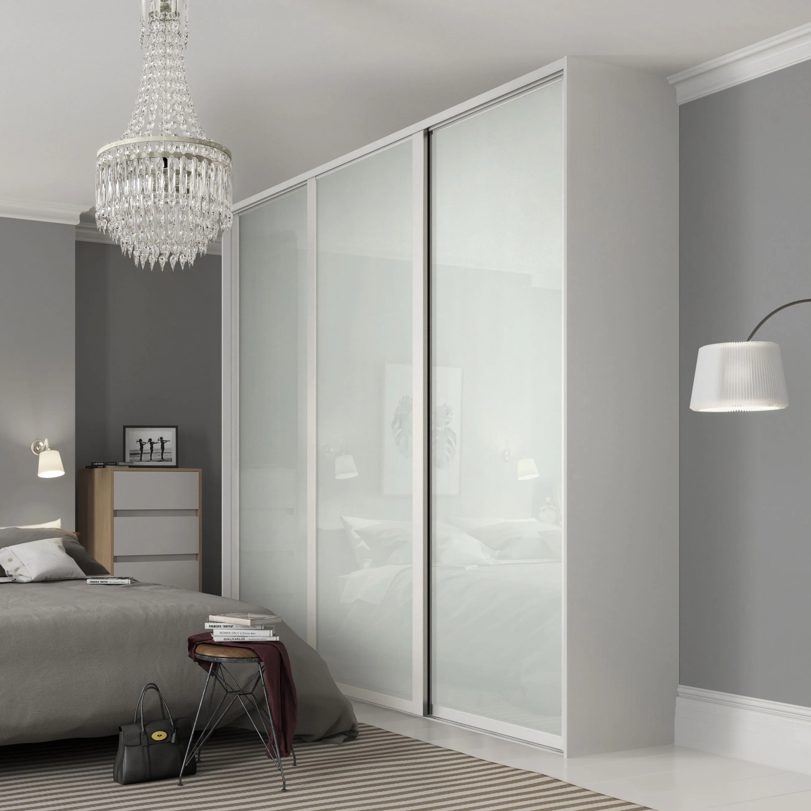 Skjutdörr Lundbergs Nordic Vitt Glas