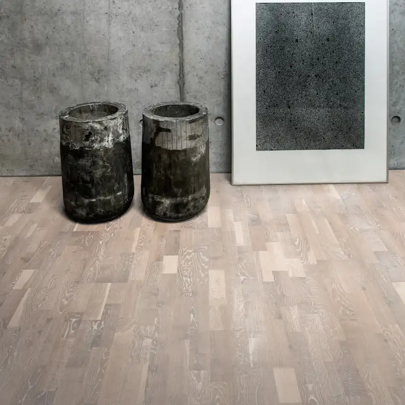 Parkettgolv Kährs Limestone Vit Mattlackad Borstad Ek 3-stav