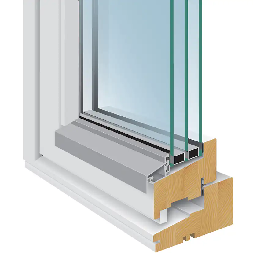 Överkantshängt Sveafönster Effekt Trä 3-glas