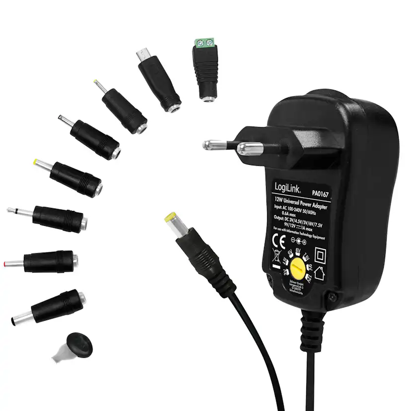 Nätadapter LogiLink 230V - 3-12V 1A 12W