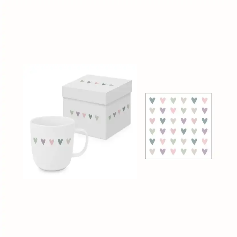 Gåvoset Paperproducts Design Heart Infusion Mugg 40 cl + Servett