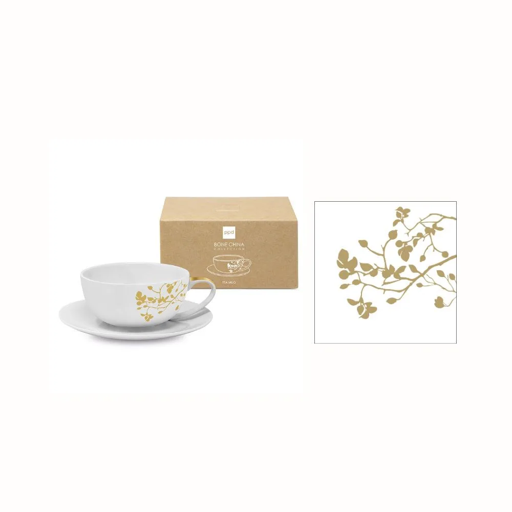 Gåvoset Paperproducts Design Pure Branch Temugg Guld 35 cl + Servett